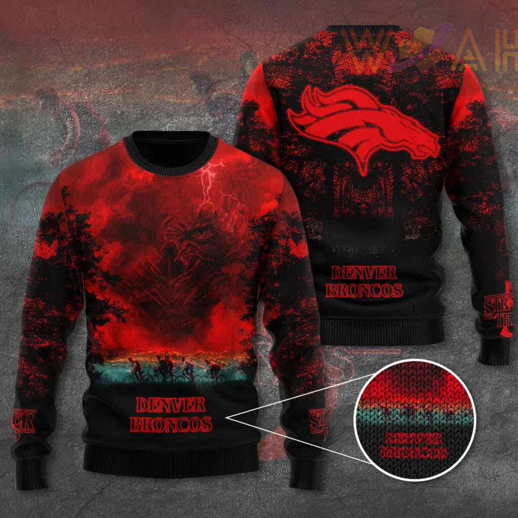 Denver Broncos x Stranger Things Ugly Sweater