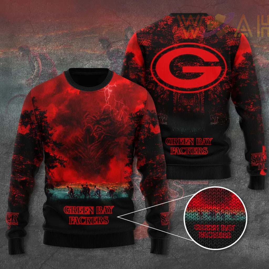 Green Bay Packers x Stranger Things Ugly Sweater