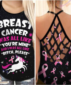Breast Cancer Awareness Unicorn Criss Cross Tank Top