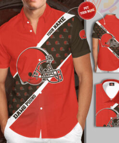 Cleveland Browns 3D Short Sleeve Dress Shirt 02