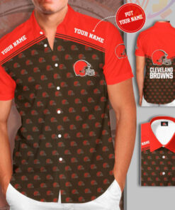 Cleveland Browns 3D Short Sleeve Dress Shirt 03