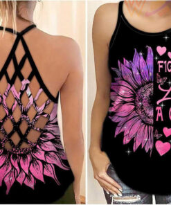 Fight Like A Girl Breast Cancer Awareness Criss Cross Tank Top