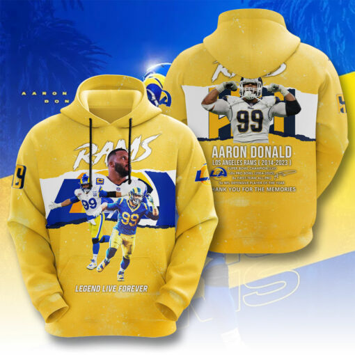 Aaron Donald X Los Angeles Rams Yellow Hoodie WOAHTEE0424ZO