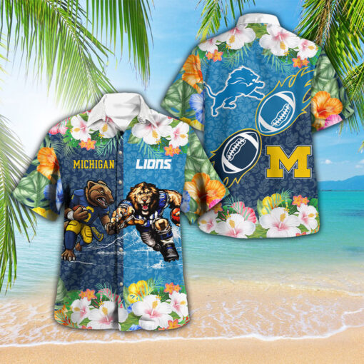 Michigan Wolverines Football X Detroit Lions Hawaiian Shirt WOAHTEE0524D