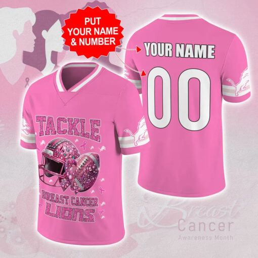 Detroit Lions x Breast Cancer Awareness Football Jersey