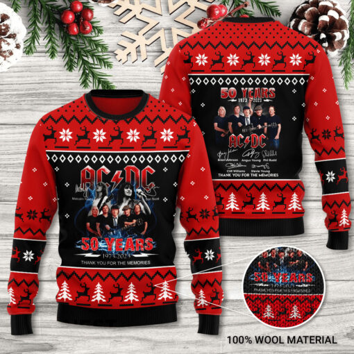 AC DC 50 Years 3D Ugly Sweater