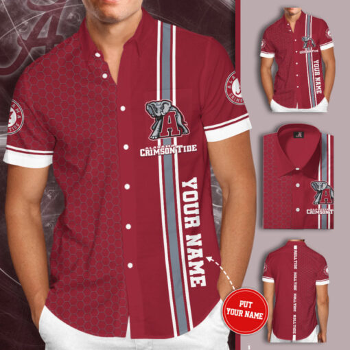 Alabama Crimson Tide 3D Short Sleeve Dress Shirt 01