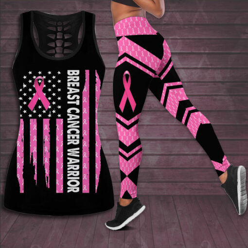 Breast Cancer Warrior Hollow Tank Top Leggings