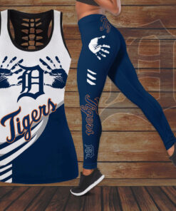 Detroit Tigers Hollow Tank Top Leggings set