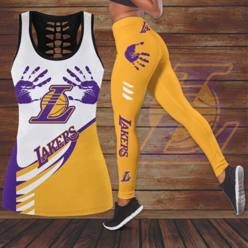 FAN designed Los Angeles Lakers LAL NBA Hollow Tank Top Leggings Set