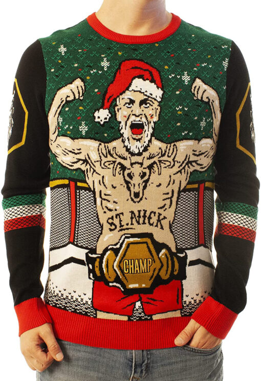 Funny Santa Mma Santa Black Ugly Christmas 3D Sweater