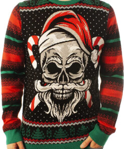 Funny Santa Skull Santa Black Ugly Christmas 3D Sweater