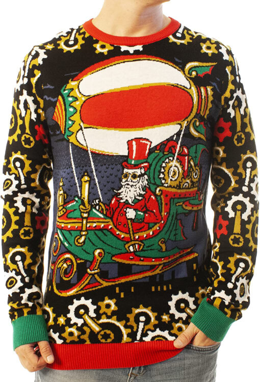 Funny Santa Steampunk Santa Black Ugly Christmas 3D Sweater