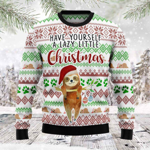 Have Yourself A Lazy Christmas Sloth Ugly Christmas 3D Sweater