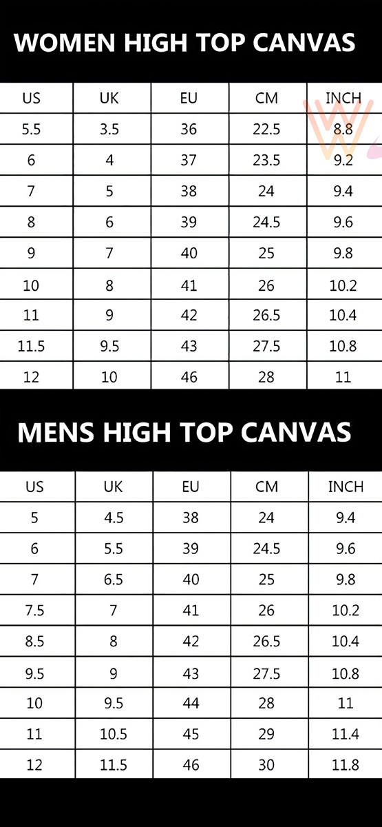 High Top Shoes Size