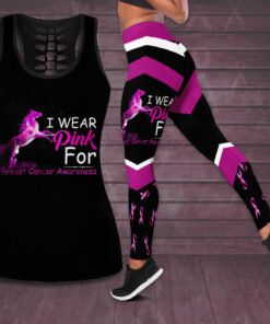 I Wear Pink For Breast Cancer Awareness 3D Hollow Tank Top Leggings