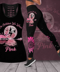 In October We Wear Pink Breast Cancer Awareness 3D Hollow Tank Top Leggings BCAS035