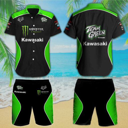Kawasaki Racing Team 3D Hawaiian Shirt Shorts S1