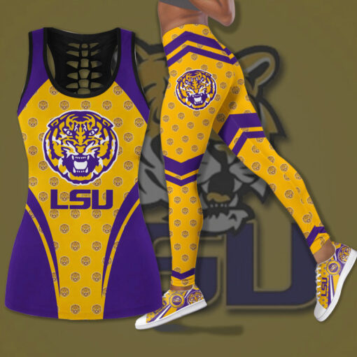 Lsu Tigers Hollow Tank Top Leggings 01