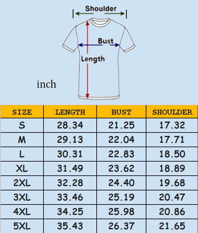 T-shirt size chart