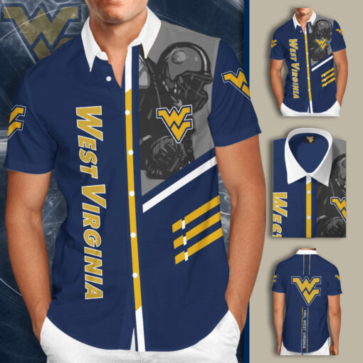 West Virginia Mountaineers 3D Short Sleeve Dress Shirt 01