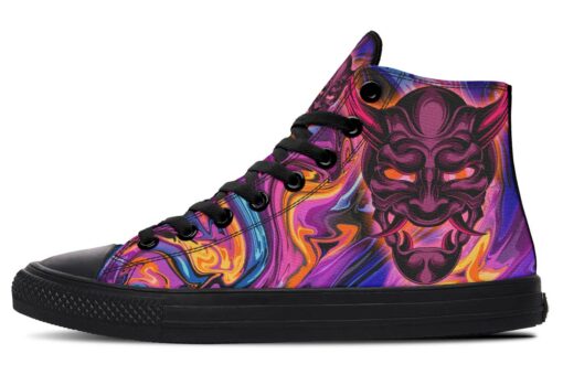 abstract purple mempo mask high top canvas shoes