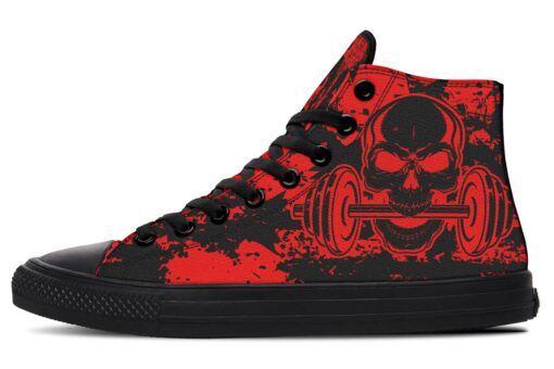 aggressive workout red high top canvas shoes