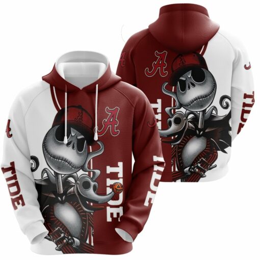alabama crimson tide jack skellington and zero 3d hoodie