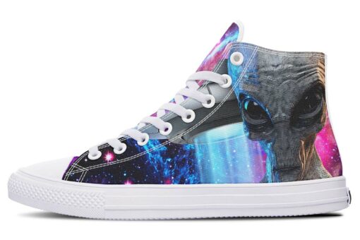 alien and spaceship high top canvas shoes