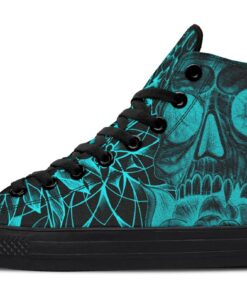 aqua rose crane skull high top canvas shoes