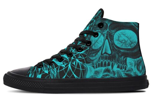 aqua rose crane skull high top canvas shoes