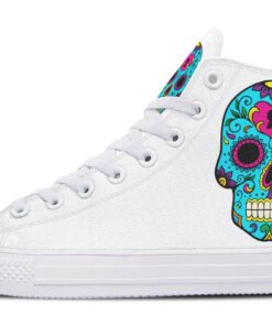 aqua sugar skull high top canvas shoes