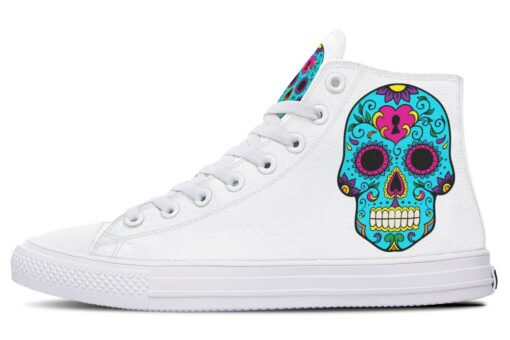 aqua sugar skull high top canvas shoes