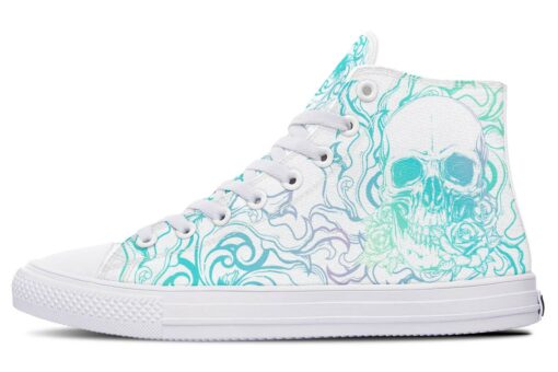 aqua water skull high top canvas shoes