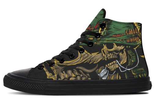 army skull green high top canvas shoes