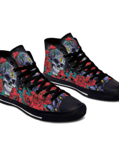 art rose skull high top shoes