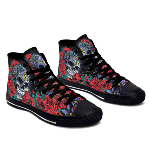 art rose skull high top shoes