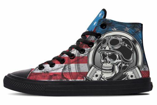 biker flag mechanic high top canvas shoes