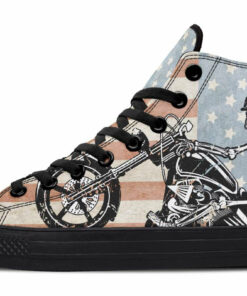 biker flag rider high top canvas shoes