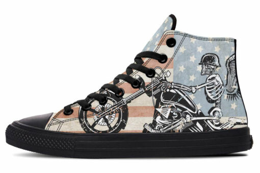 biker flag rider high top canvas shoes