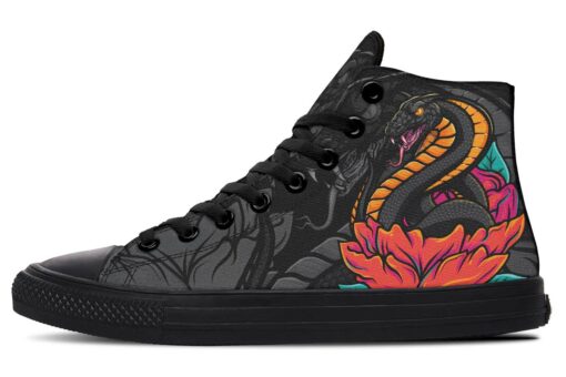black cobra tattoo high top canvas shoes