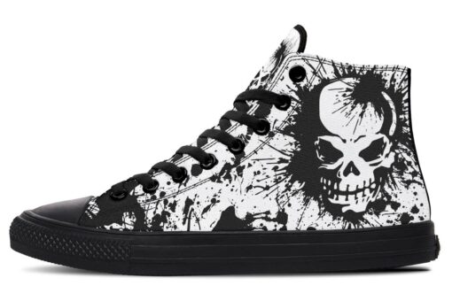 black splat skull high top canvas shoes