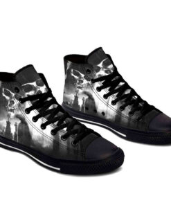 black wall skull high top shoes