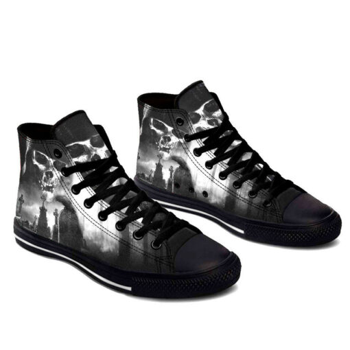 black wall skull high top shoes