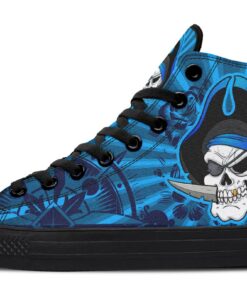 blue pirate skull high top canvas shoes