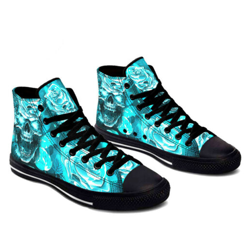blue rose skull high top shoes