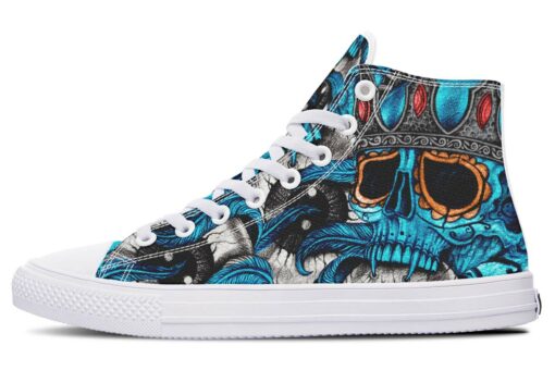 blue skull king high top canvas shoes
