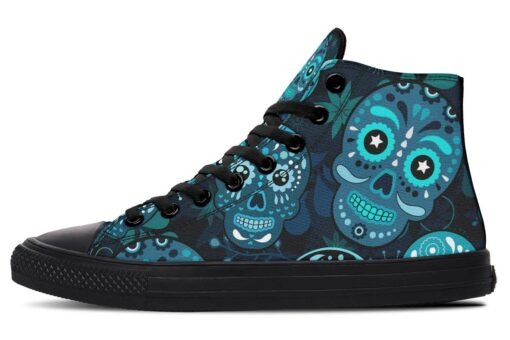 blue sugar skull high top canvas shoes