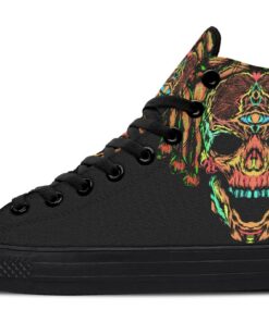 blue teeth skull high top canvas shoes