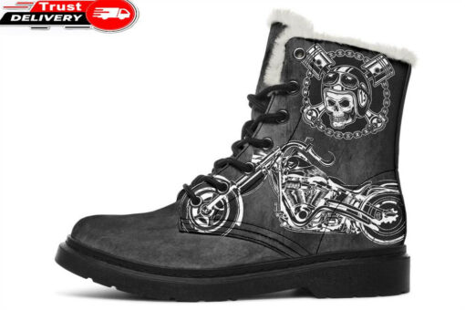 born to ride faux fur leather boots